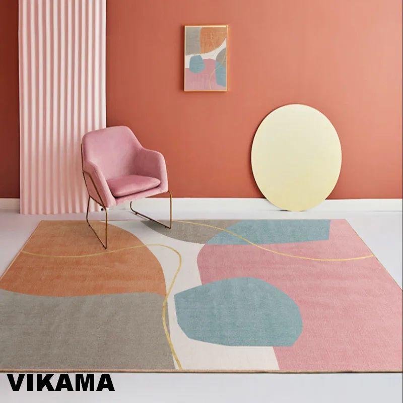 Crystal Velvet Light Luxury Scandinavian Simple Style Living Room Carpet Modern Simple Sofa Coffee Table Rug Bedroom Mat