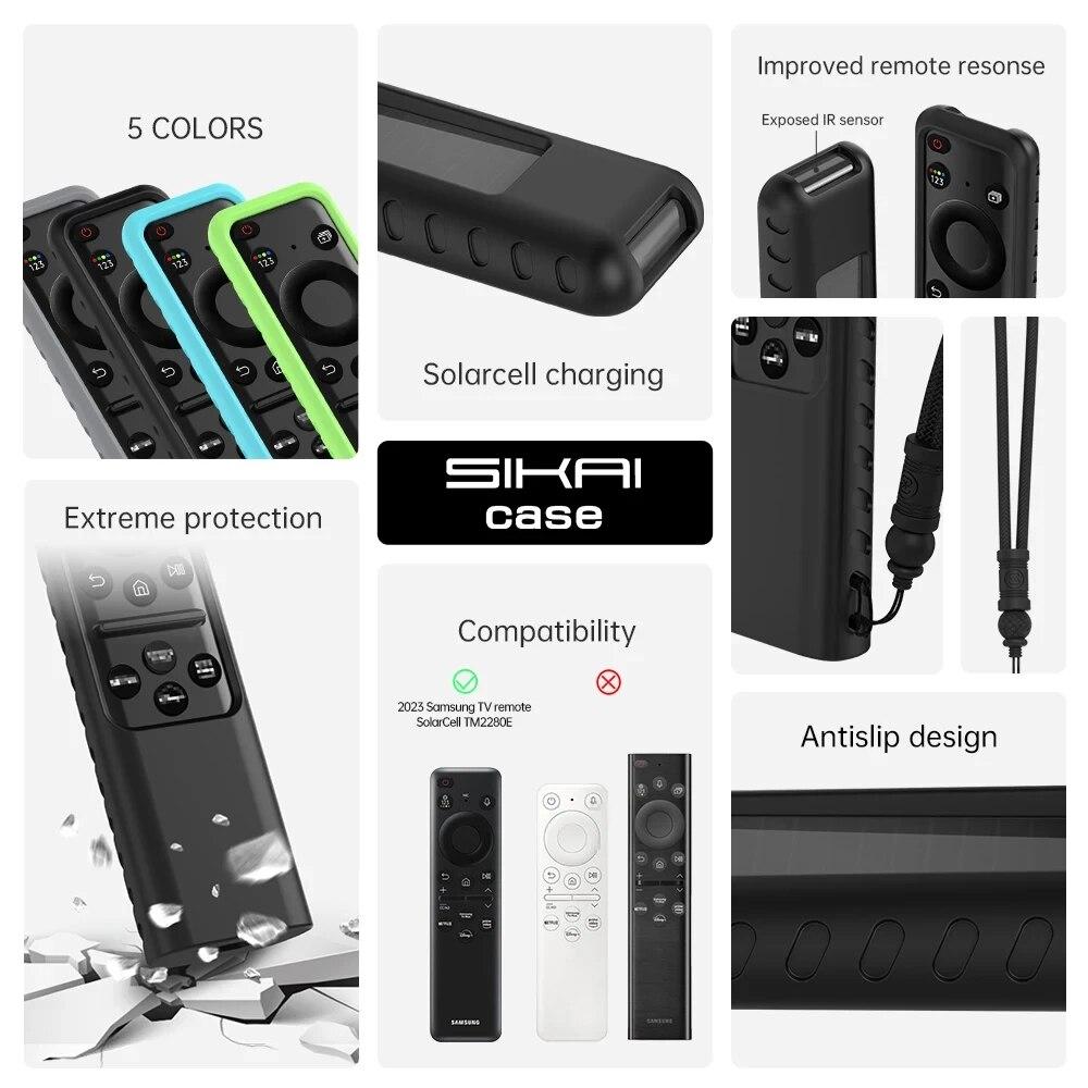 Silicone Remote Cover for Samsung 2023 TM2360E BN59 01432A TM2361E BN59 01455E Samsung Smart TV Remote Anit Lost with Lanyard