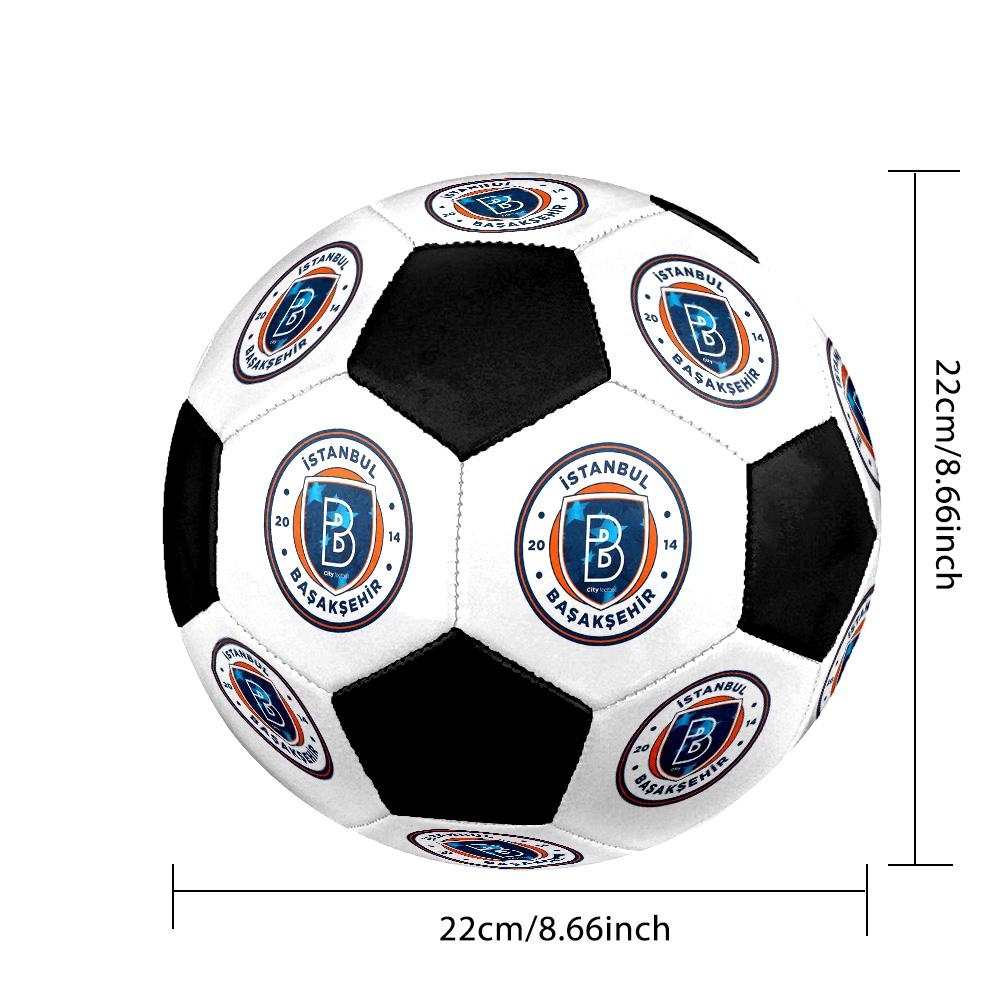Ballon de Football Başakşehir d'Istanbul Coloré Tous Âges Cousu à la Machine PVC Prêt pour la Compétition Durable Haut Rebond.TAILLE5