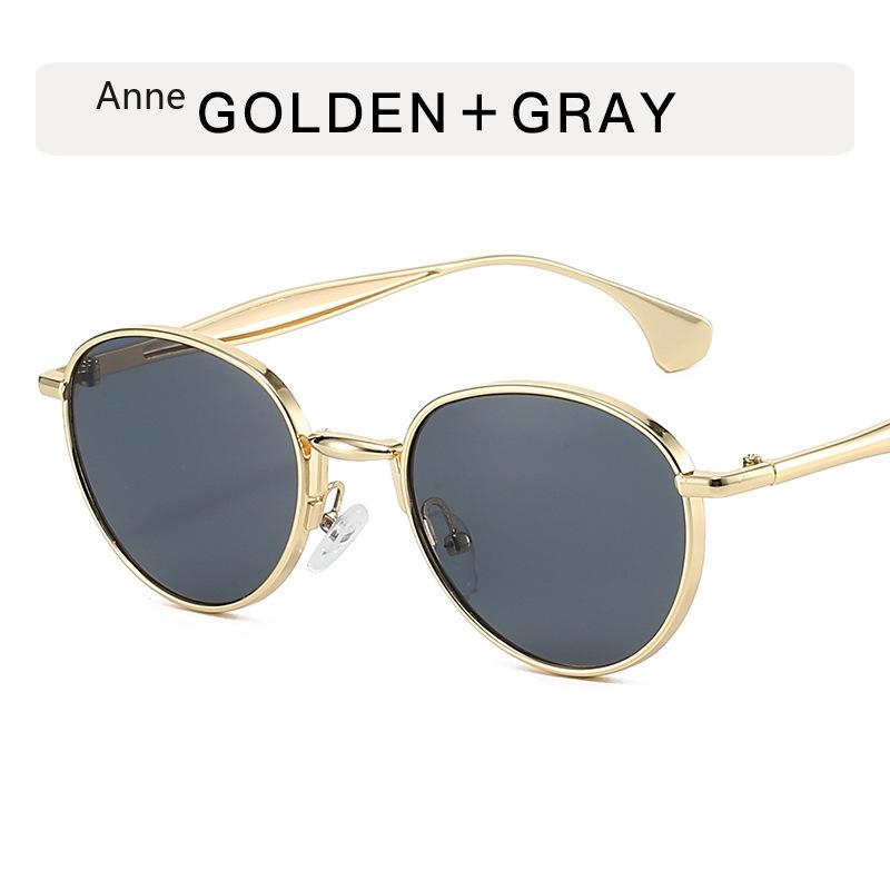 Retro Metal Oval Sunglasses Women Shades UV400 Fashion Punk Men Blue Sun Glasses Lentes De Sol Mujer