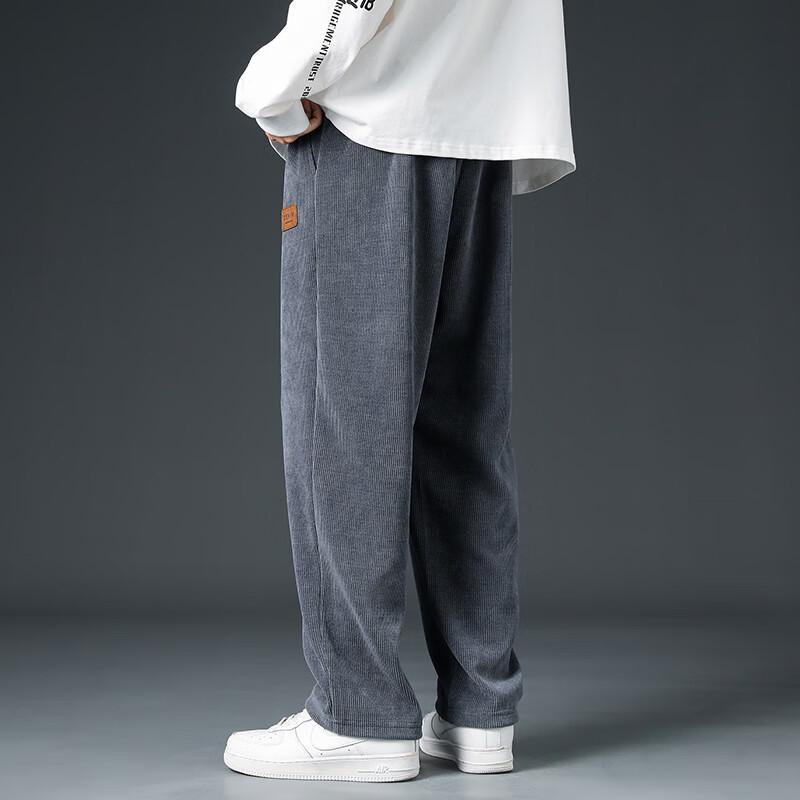 Foss Phil Men's Corduroy Loose-Fit Wide-Leg Straight Casual Pants