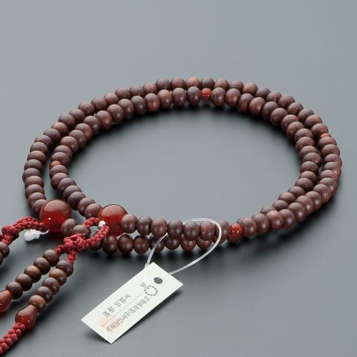 Buddhist Altar Shop Takita Shoten Buddhist Prayer Beads, Shingon Buddhism Formal Prayer Beads [Women's] Rosewood (Matte) with Agate Finish, 8 Inches,