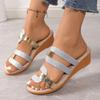 Large size women's wedge slippers summer new color matching fish mouth beach cool slippers women