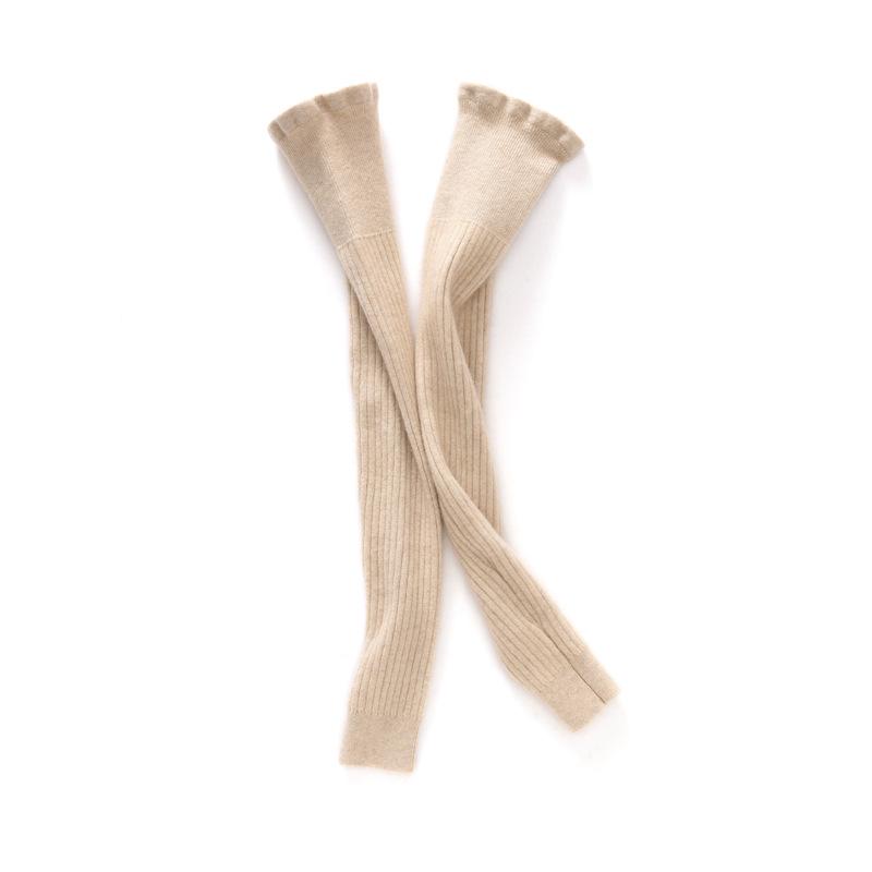 Women's 100% Pure Cashmere Striped Knee-High Warm Knitted Leg Pads