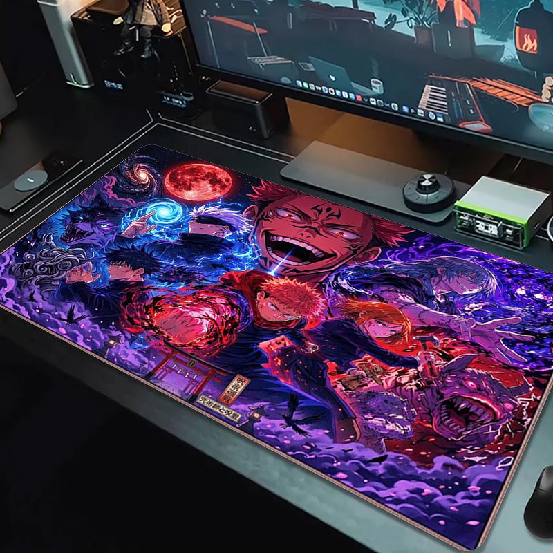 Jujutsu Kaisen Farb-Mauspad Großes Gaming-Tischkissen Rutschfestes Laptop-Tablet Großes Mauspads XXL Matte Mini-PC-Spielmatte Mit Verriegeltem Rand