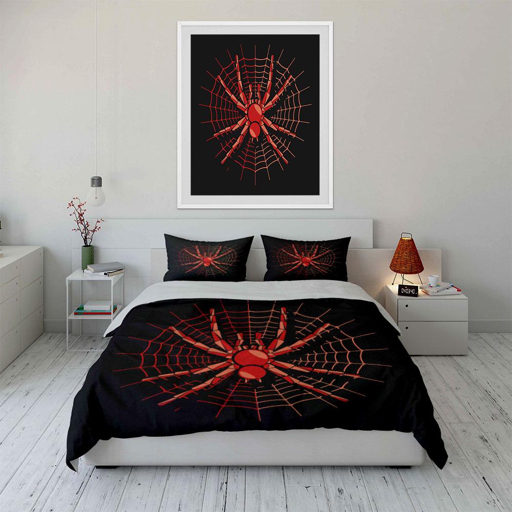 Red Spider and Web Bedding Set Bedding Duvet Cover Set Duvet Cover Pillowcases (1 * Duvet Cover 2 * Pillowcases, Without Duvet Insert)