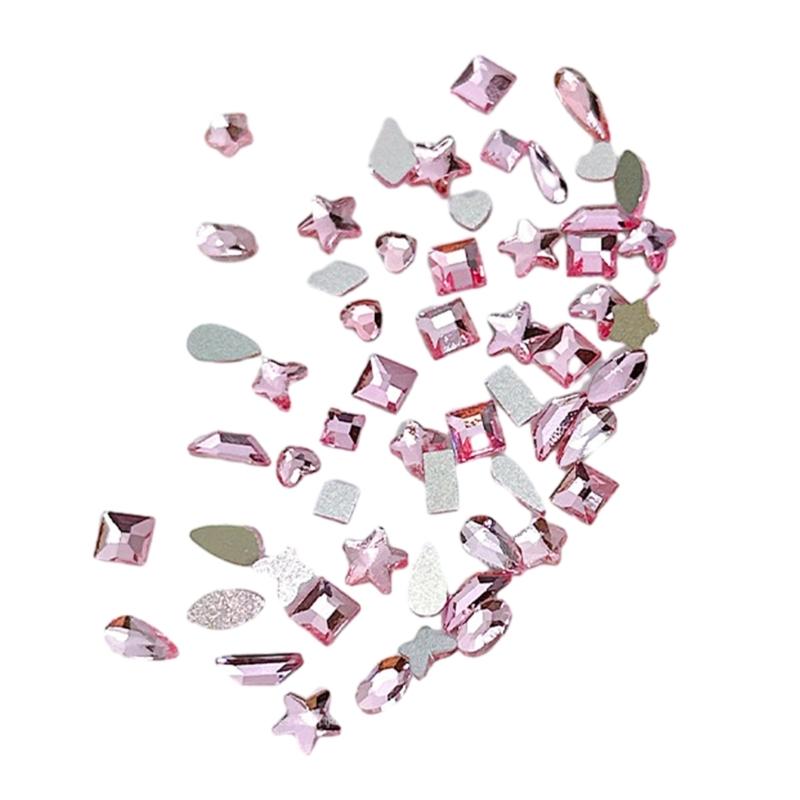 100Pcs/set Elegant Rhinestones 3D Nail Art Crystal Rhinestones Nail Tips Decor розовый