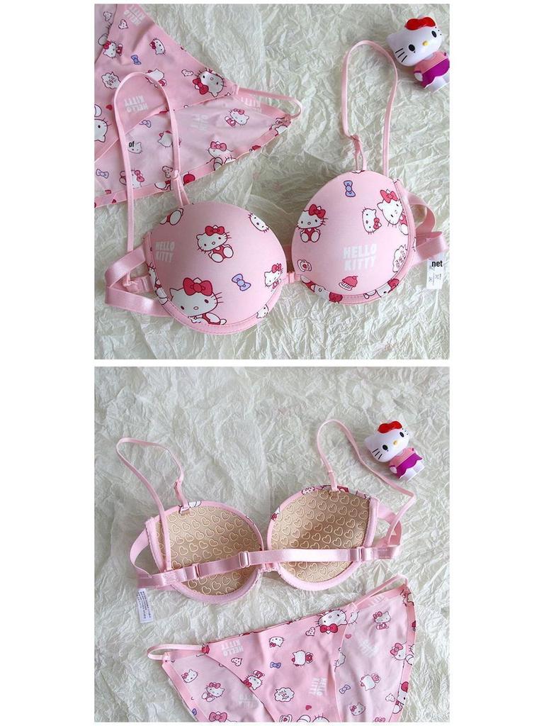 Japanese Style KT Cat Front Closure Sweet & Cute Halter Neck Underwear - Sexy and Bust-enhancing for Women