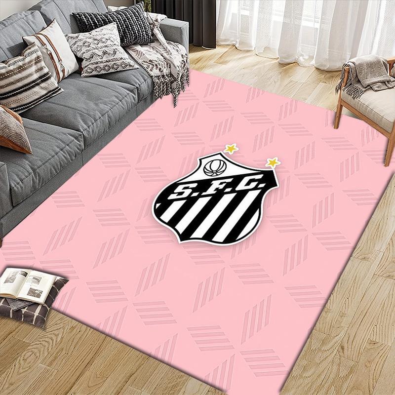 Santos FC2 Flannel Pattern Square Carpet,Area Rug,Carpet Rug for Living Room Bedroom Sofa Playroom Decor,Non-slip Floor Mat