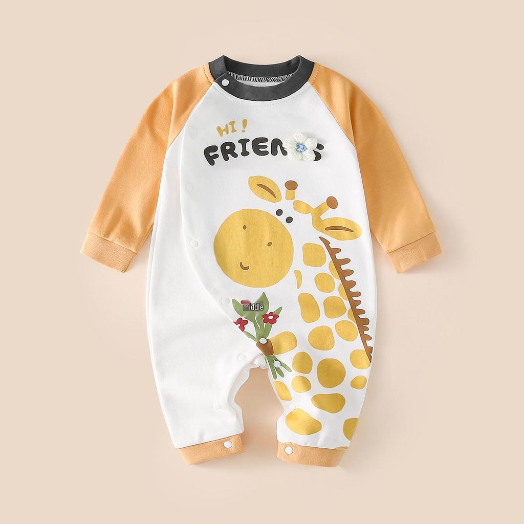 Unisex Cotton Baby Romper - Spring/Autumn Cartoon Onesie for Newborns