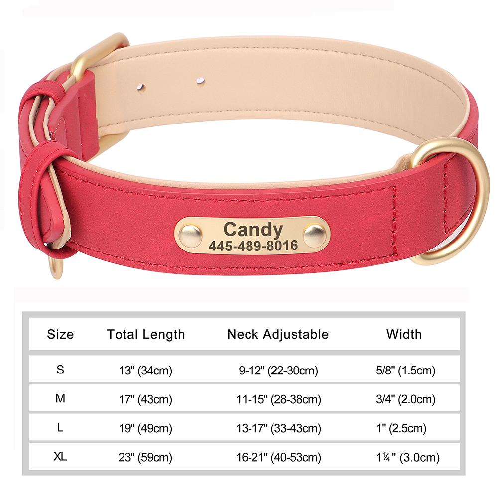 Custom Leather Dog Collar Personalized Collars with Free Engraved Nameplate for Small Medium Large Dogs Pitbull Labrador XS-XXL