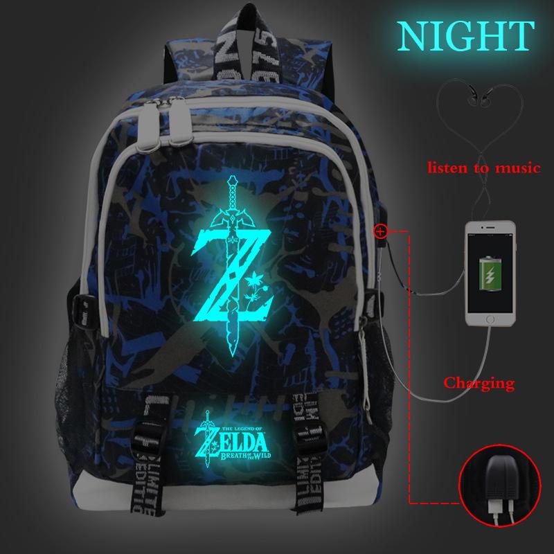 

Легенда о Зельде Принтованная дорожная сумка Порт USB Студенческая школьная сумка Average Size