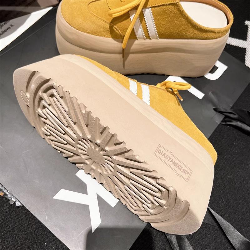 

Весна новинка Баотоу тапочки женские модные универсальные увеличение роста толстая подошва повседневные тапочки нишевые с высоким чувством полутапочки 39 жёлтый