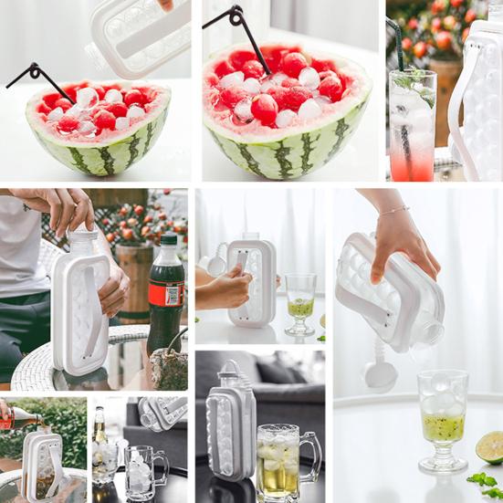 Ice Cube Mold with Lid 1.2L High Capacity 2 In 1 Ice Bottle Ice Cube Tray Foldable Odor-Free Ice Hockey Maker