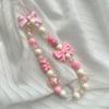 Bowknot Phone Lanyard Short Female Cute Peach Heart Colored Beaded Phone Shell Pendant Accessories Package Decoration