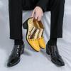 Men's Year Men's Shoes Fashion Casual Pointed Leather Shoes Business Height Increase Dress High Heel Leather