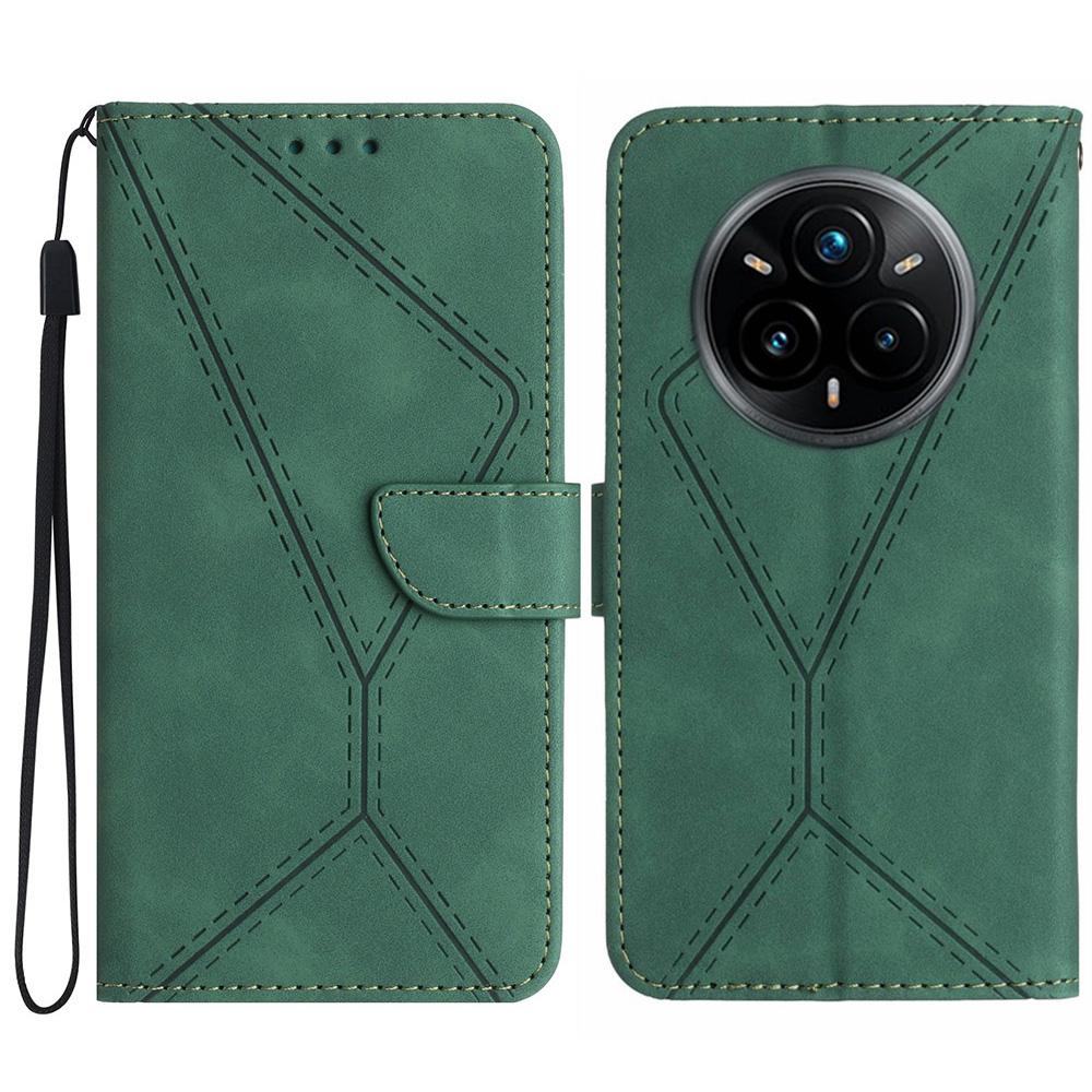 For Realme 14 Pro+ 5G Case Skin Touch Lines Imprinted PU Leather Flip Phone Cover