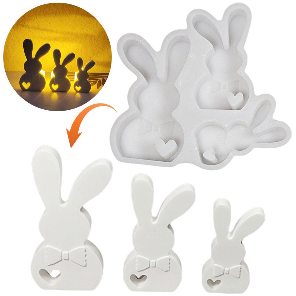 DIY Easter Bunny Silicone Mold Cute Rabbit Concrete Molds Gypsum Molds for Easter Decor