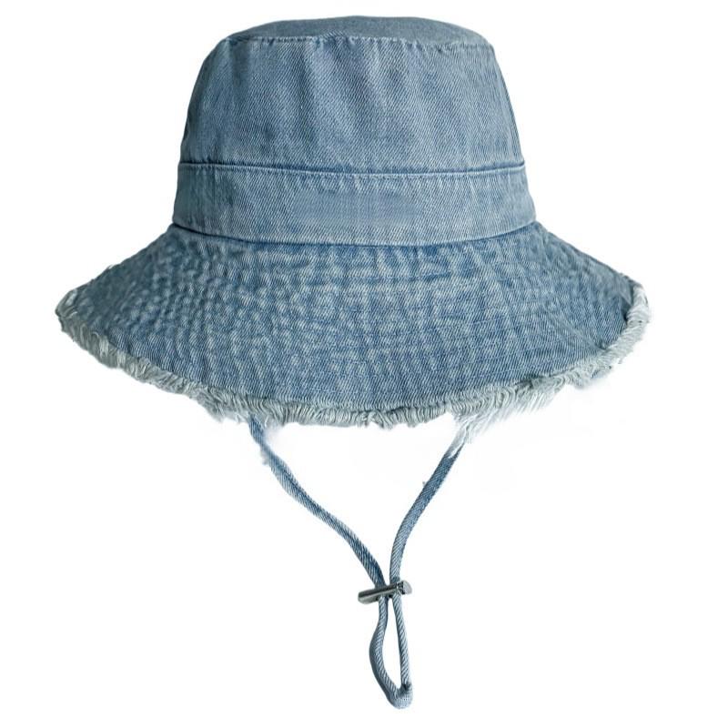 Frayed Edge Cotton Bucket Hat: Summer Sun Protection for Outdoor Travel and Shopping