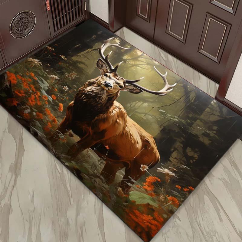 Forest Deer Rug: Bring Nature's Beauty into Your Home | Wildlife Inspired Design  Indoor Outdoor Area Rugs Skid resistant carpet
