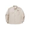 Li Ning Letter Logo Printed Square Neck Casual Long Sleeve Shirt Men Shirts Oat-Gray ASHU039-2