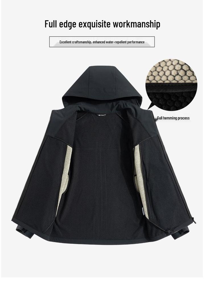 Unisex Autumn/Winter Softshell Windbreaker: Breathable, Loose-Fit, Color Block Hooded Jacket
