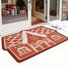 Gingerbread House Christmas Rug Gingerbread Welcome Door Mat Christmas Non Slip Entrance Rug