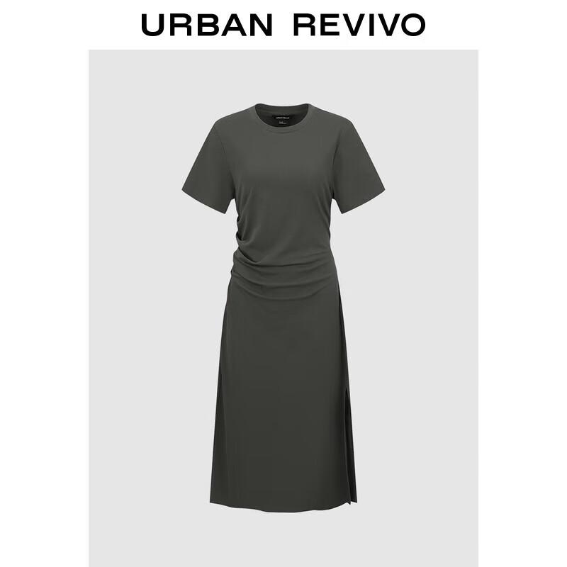 

UR 2025 Spring Women s Pleated Back Hollow Short Sleeve Dress S