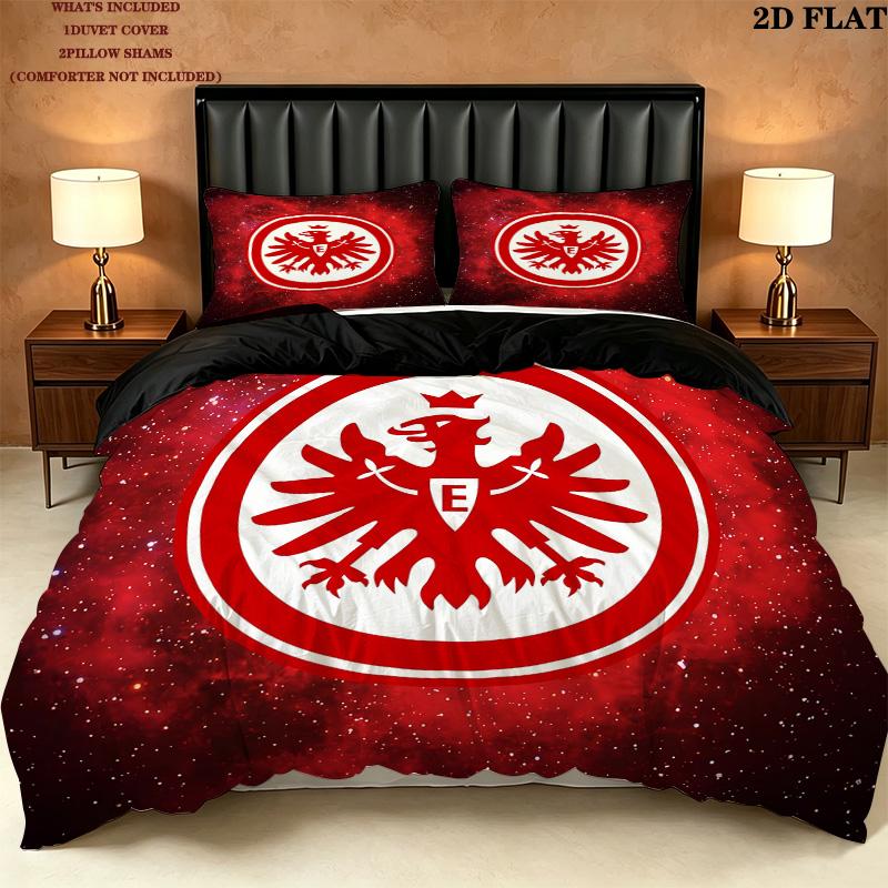 Frankfurt Football Pattern Bedding Quilt Set Quilt Cover Pillowcase Home Birthday Gift(1 * duvet cover + 2 * pillowcase, without core)