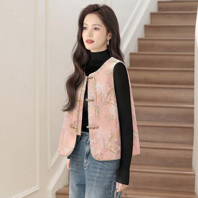 Jacquard vest vest women's spring and autumn 2025 new temperament sleeveless button-up top