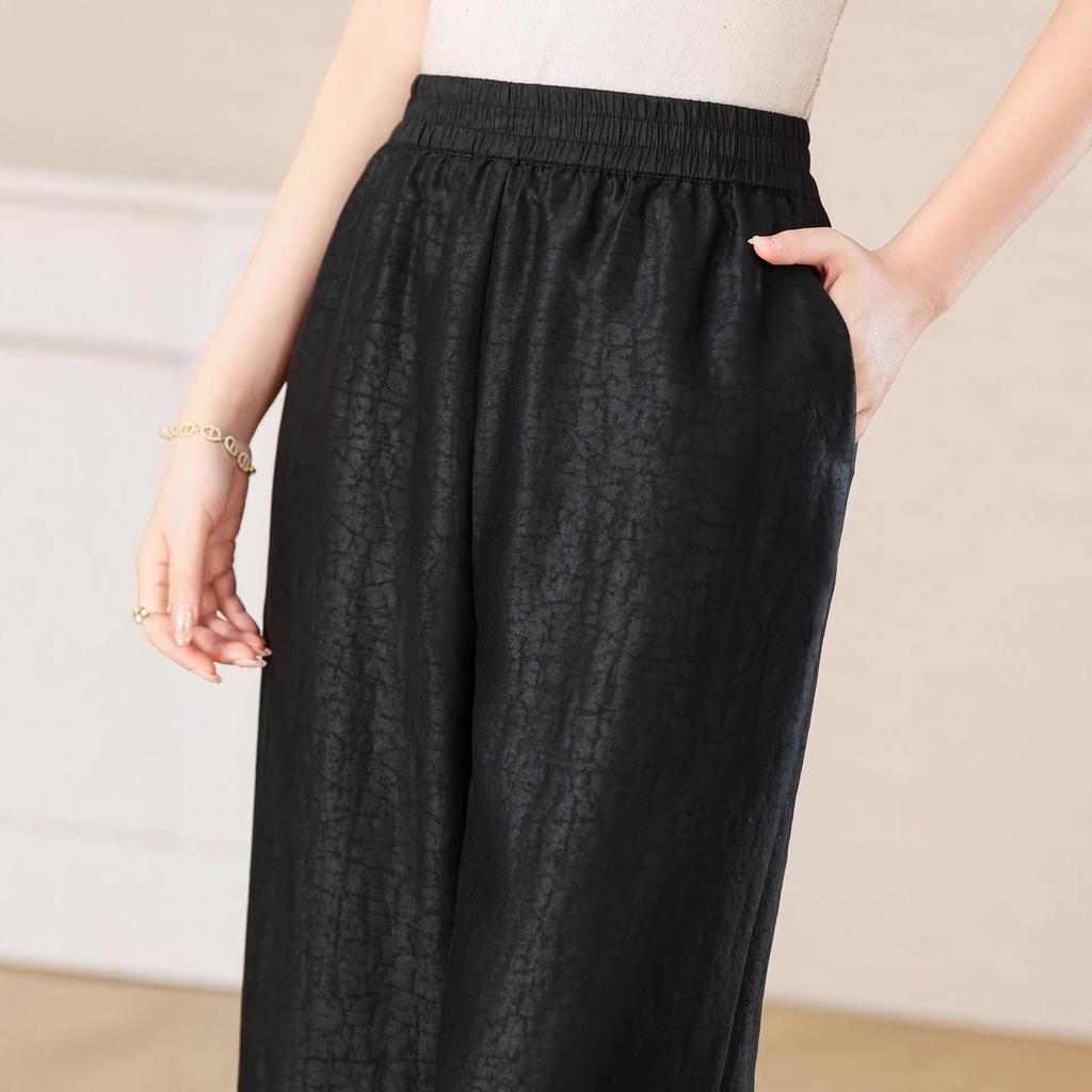 2026 Silk Xiangyunsha Straight-Leg Pants - 100% Mulberry Silk, Casual & Versatile Fashion