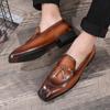 Fashion Men's Casual Business Leather Shoes Men Fashion Tassels Wedding Party Loafers Mens Classic Retro British Style Flats