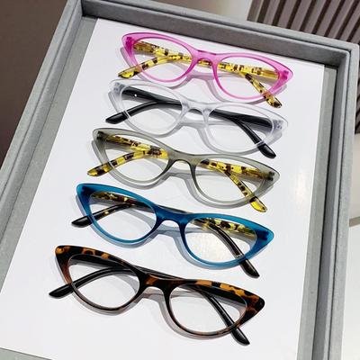 New Fashion Anti Blue Light Glasses Ultra Light Women Men Cat Eye Small Frame Leopard Color Reading Eyewear