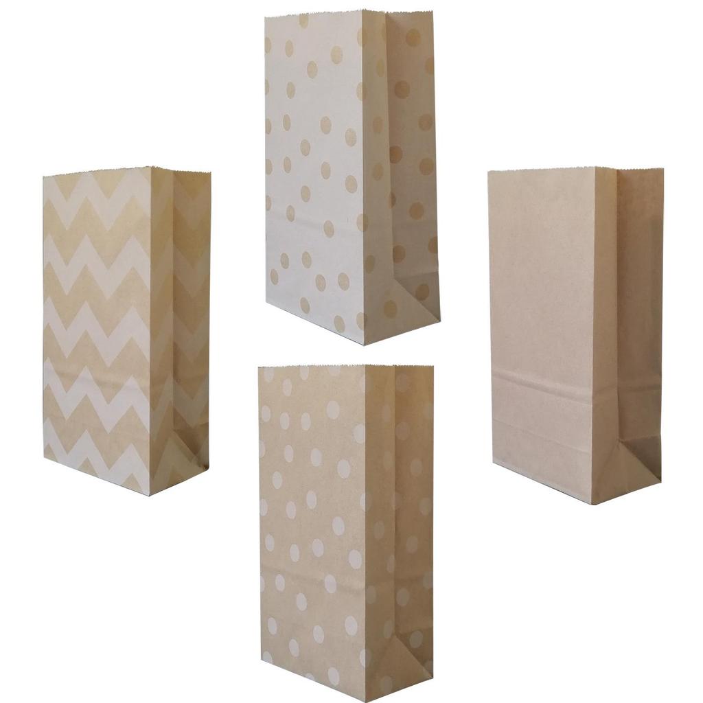 50-pack godispåsar av kraftpapper, fyrkantig botten, 13*8*24cm för snacks & hamburgare
