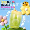 550ml Sippy Tumbler with Straw Coffee Cup Multi-functional Double Drinking Cup  Coffee Juice Milk