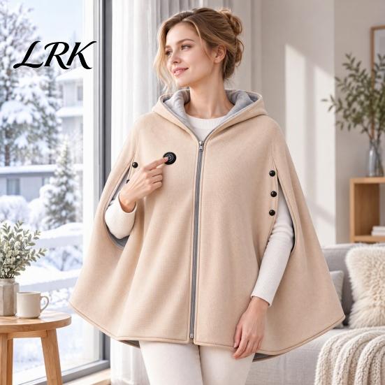 Beheizte Loungewear für Zuhause USB-Schal-Decke mit Kapuze, 3-stufig verstellbarer warmer Poncho, Tragbare Thermowickel für Damen, Reißverschluss vorne, Fleece, Büro