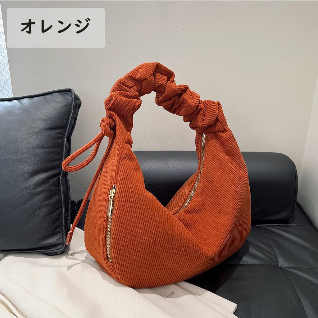 Shoulder Bag for Shoulder Tote for Adjustable Shoulder Strap [Tuten] Women, Bag, Bag, Corduroy, Soft, Handbag, Plain, Simple, Handheld, Cute,