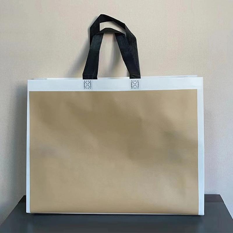 10PCS Rose Printing Packaging Shopping Bag Handle Waterproof Non Woven Fabric Gift Bags Black Clothing Store HandBag
