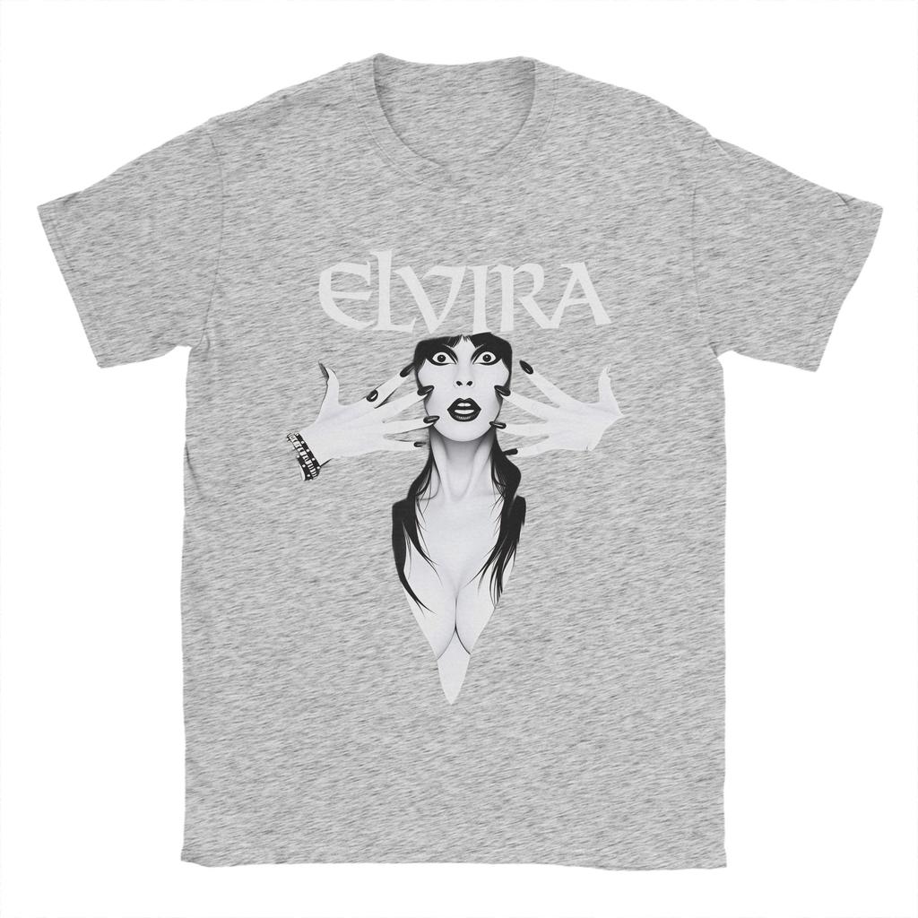Summer Elvira Mistress of The Dark Novelty T-Shirts  Cotton Tee Shirt for Male Y2K Casual Design Short Sleeve Tees