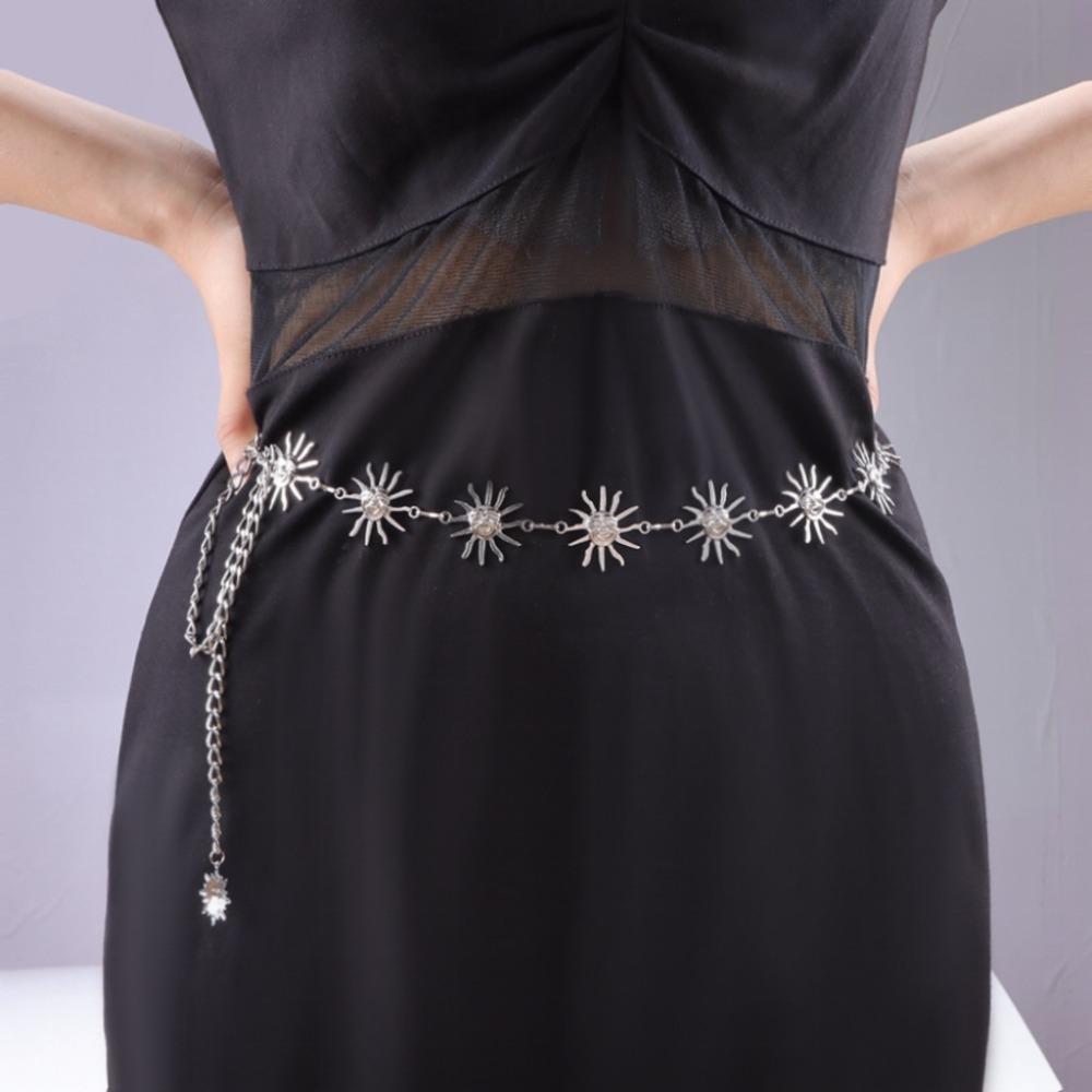 Vintage Punk Waist Chain Retro Alloy Waistband All-match Dress Cummerbands  For Women
