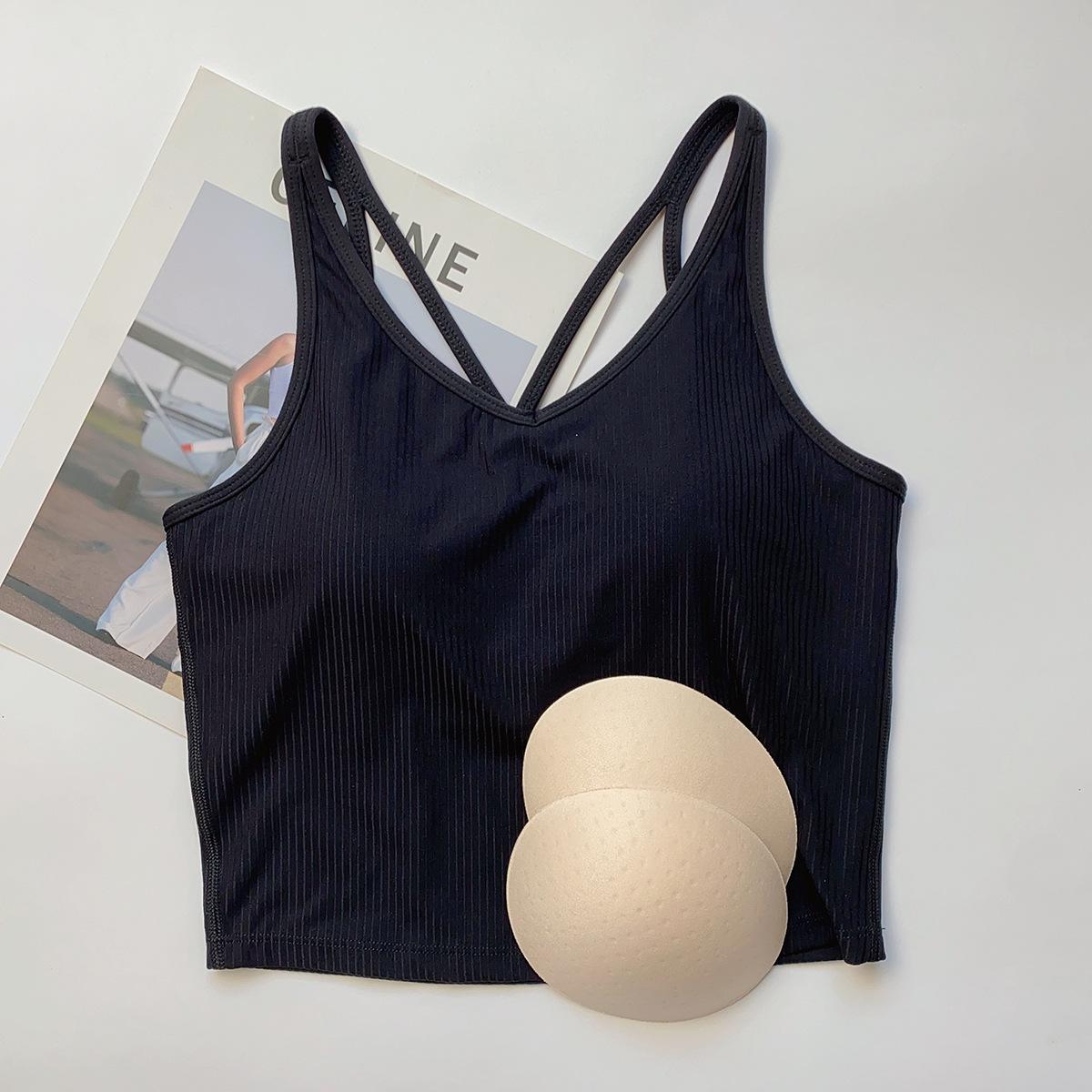 

Спортивный жилет Xi Yang Mu Xue с нагрудными вкладышами для фитнеса, йоги и формирования фигуры - Эластичный утягивающий летний топ без рукавов Large чёрный