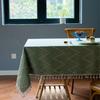Living Room Party Decoration Wave Jacquard  Wrinkle Resistant Washable Rectangle Table Cloths with Tassels