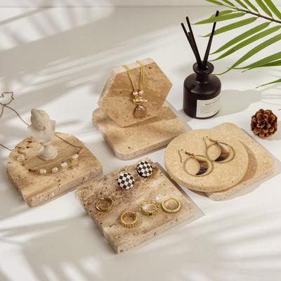 Elegant Natural Marble Jewelry Display Stand for Earrings, Necklaces, Rings, Bracelets - Ideal for Presentation and Photography.