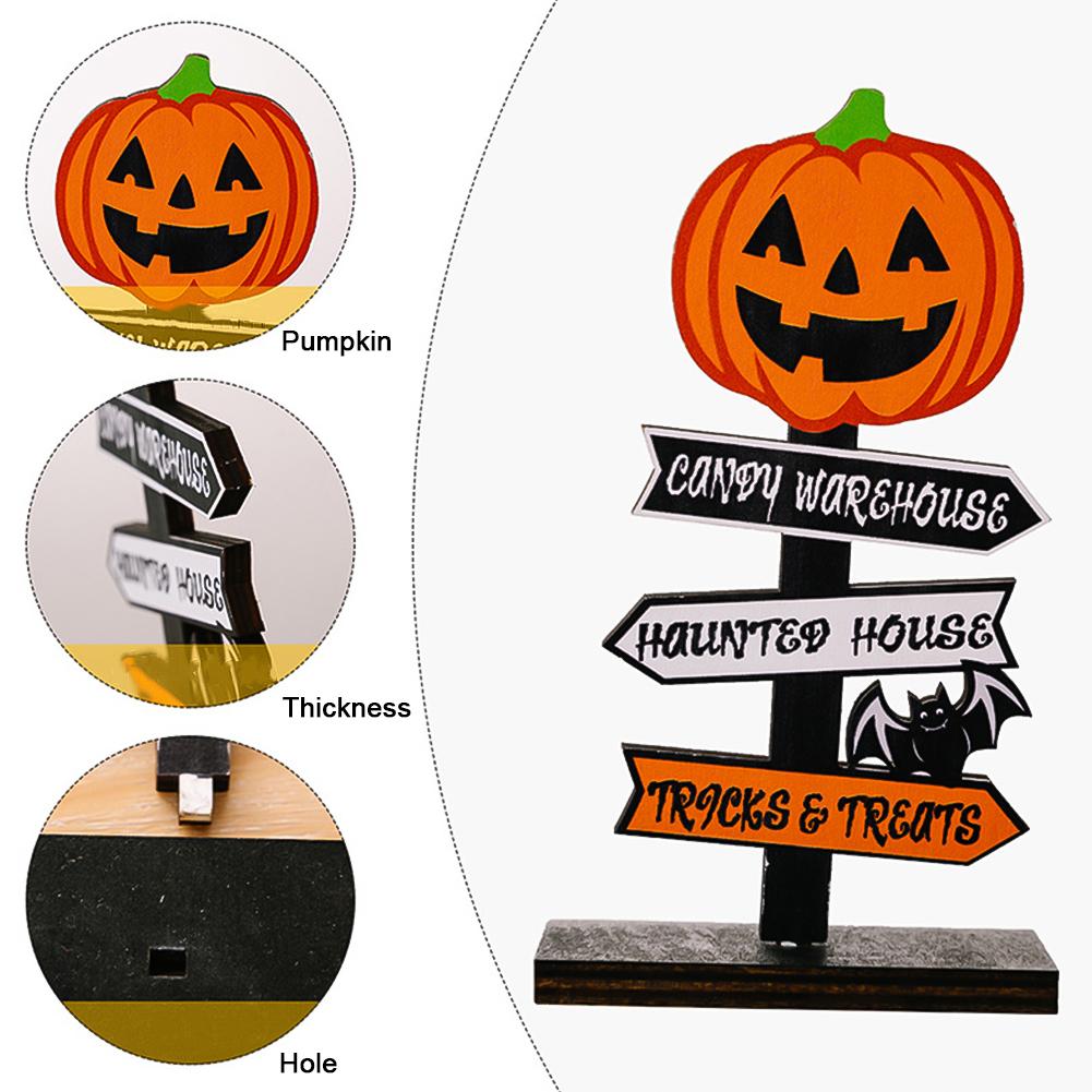 Kreativer Halloween Kürbis Buchstaben Geist Holzornament Baumförmiger Geist Desktop-Ornament