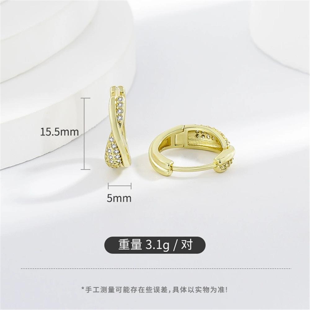Female Small Round Crystal White Zircon Stone Cross Hoop Earrings Vintage Fashion Gold Color Wedding  For Women