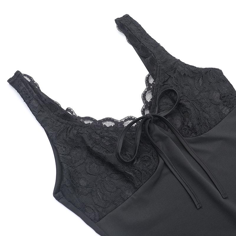 Lace Patchwork Backless Slim Fit Camisole Dress for Women