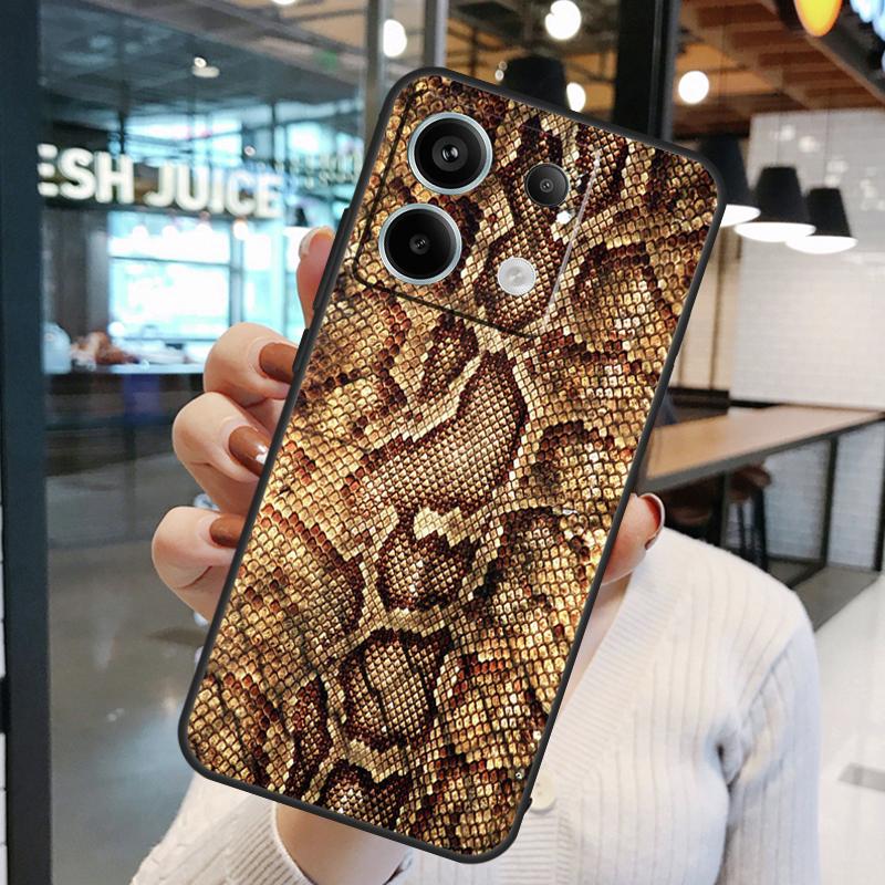 Snake Skin Texture Case For Xiaomi Redmi Note 14 Pro 10 11 12 13 15 Pro Plus Redmi 15 10C 12C 13C 14C 15C Cover