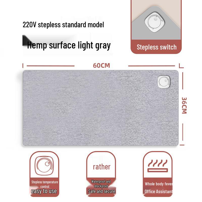 Large Electric Heated Mouse Pad & Desk Mat - Office Hand Warmer, Cotton Linen Desk Protector