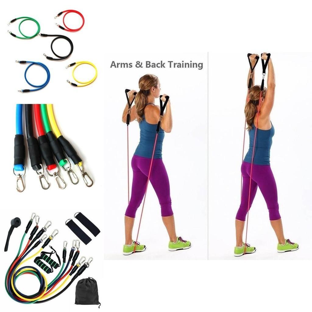 Vielseitiges 11-teiliges/Set Widerstandsbänder Übungs-Gummischläuche für Heim-Fitnessstudio-Training