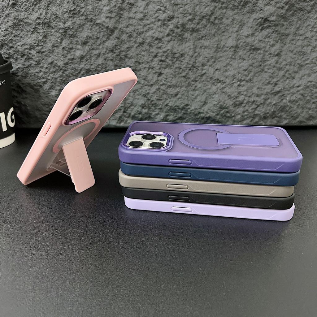 Applicable to iPhone17Promax, transparent sound magnetic suction bracket, mobile phone case, Apple 16P anti-drop 15 matte protective case.